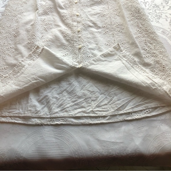 Zara Girls Size 13-14 White Embroidered Lined Short Sleeves Dress Button-Up - Picture 13 of 16